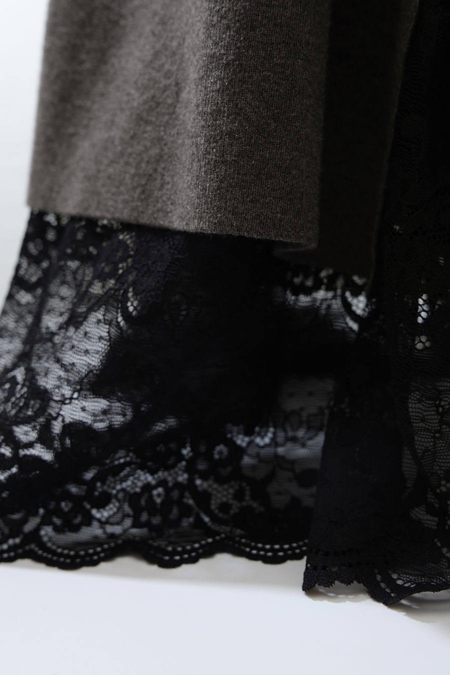 Lace Panel Knit Dress|AMII