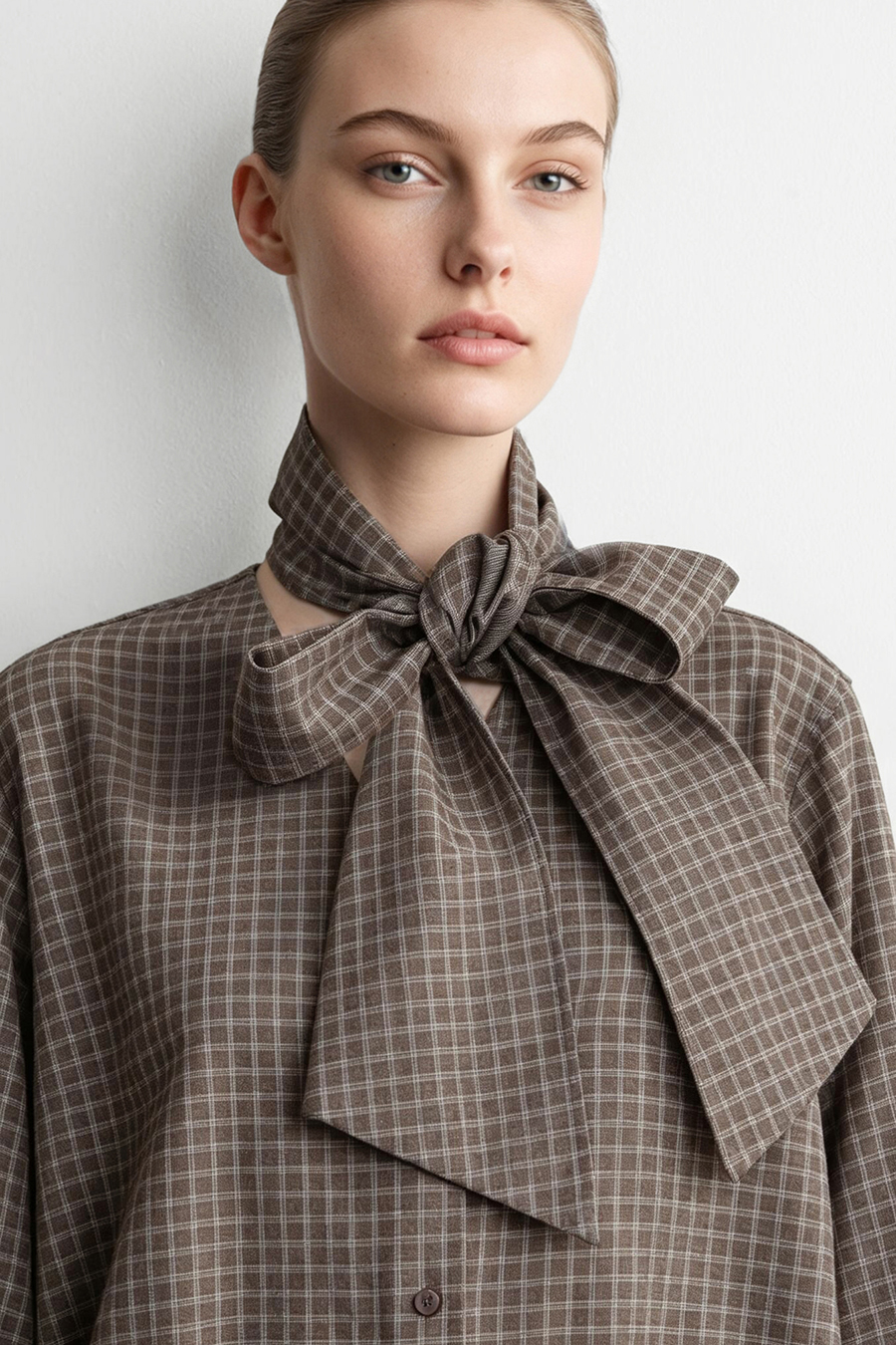 Plaid Shirt with Detachable Sash | AMII