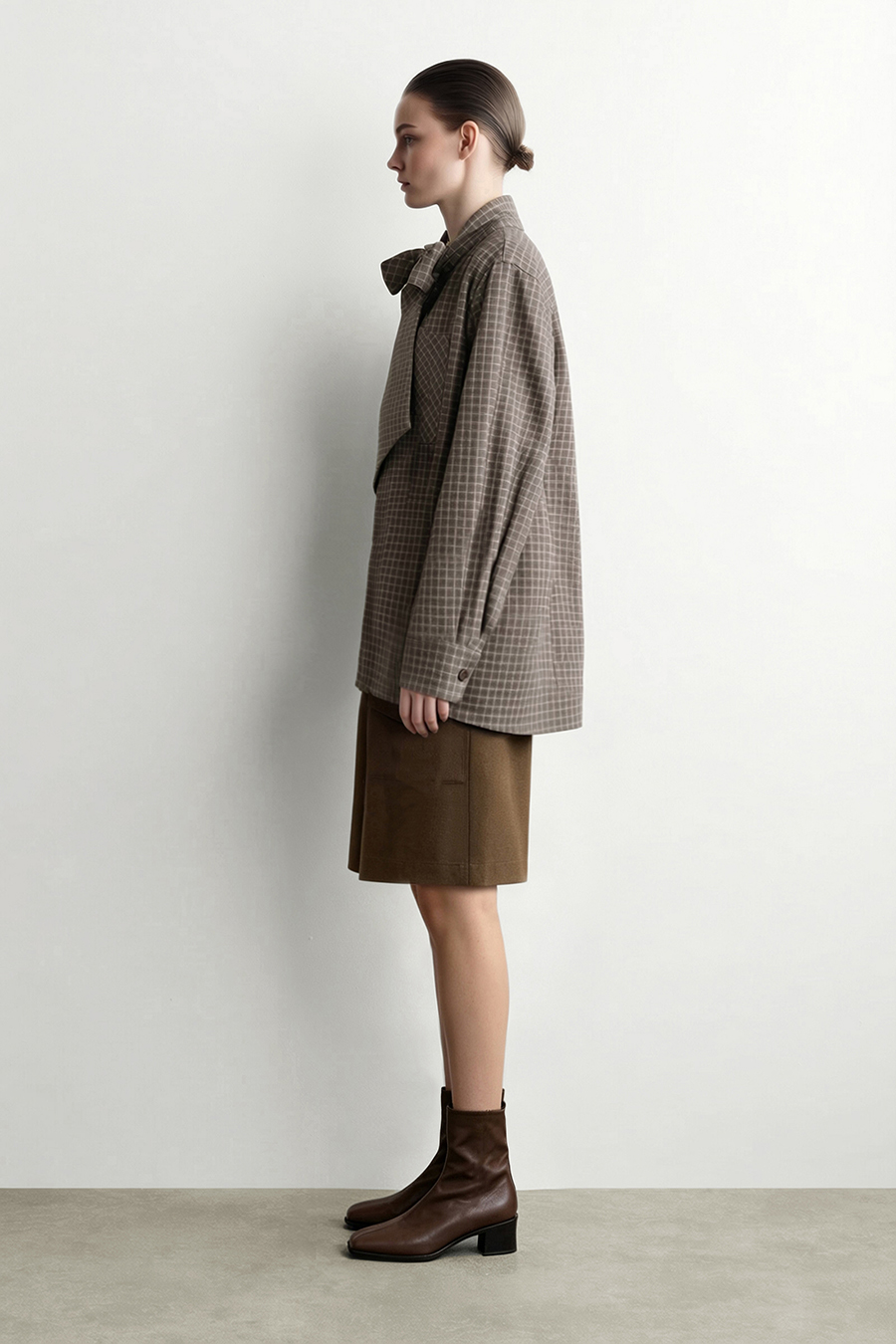 Plaid Shirt with Detachable Sash | AMII