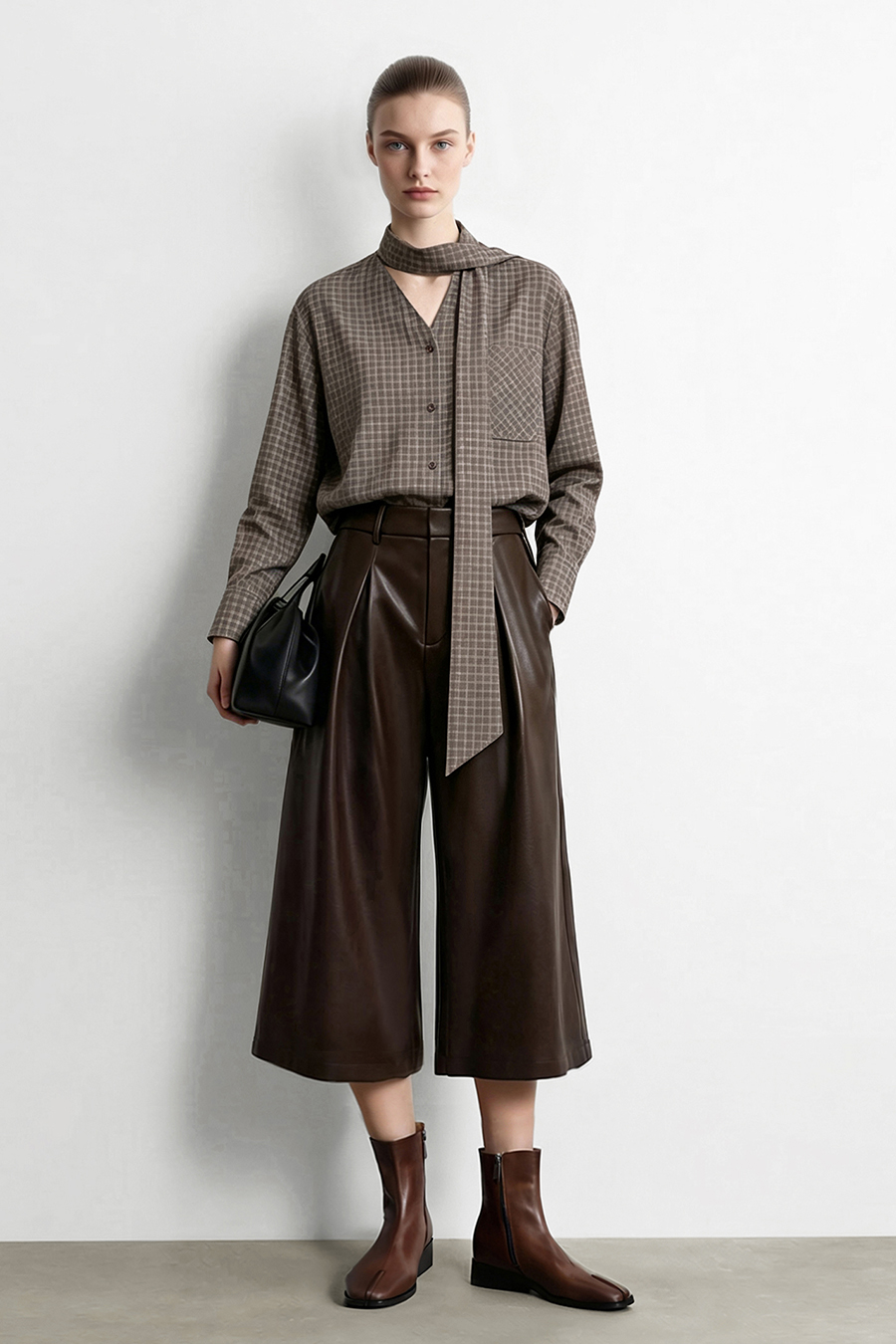 Plaid Shirt with Detachable Sash | AMII
