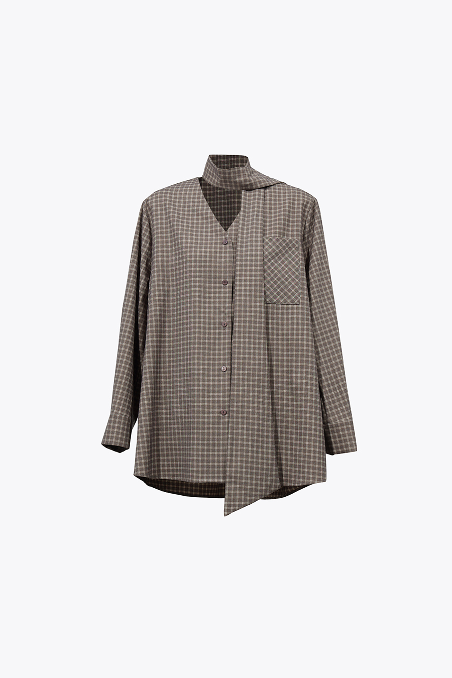 Plaid Shirt with Detachable Sash | AMII