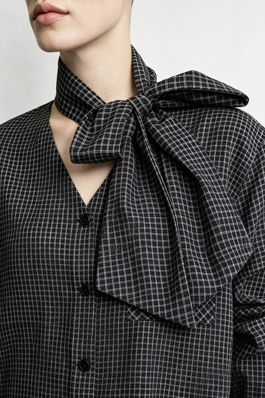 Plaid Shirt with Detachable Sash | AMII