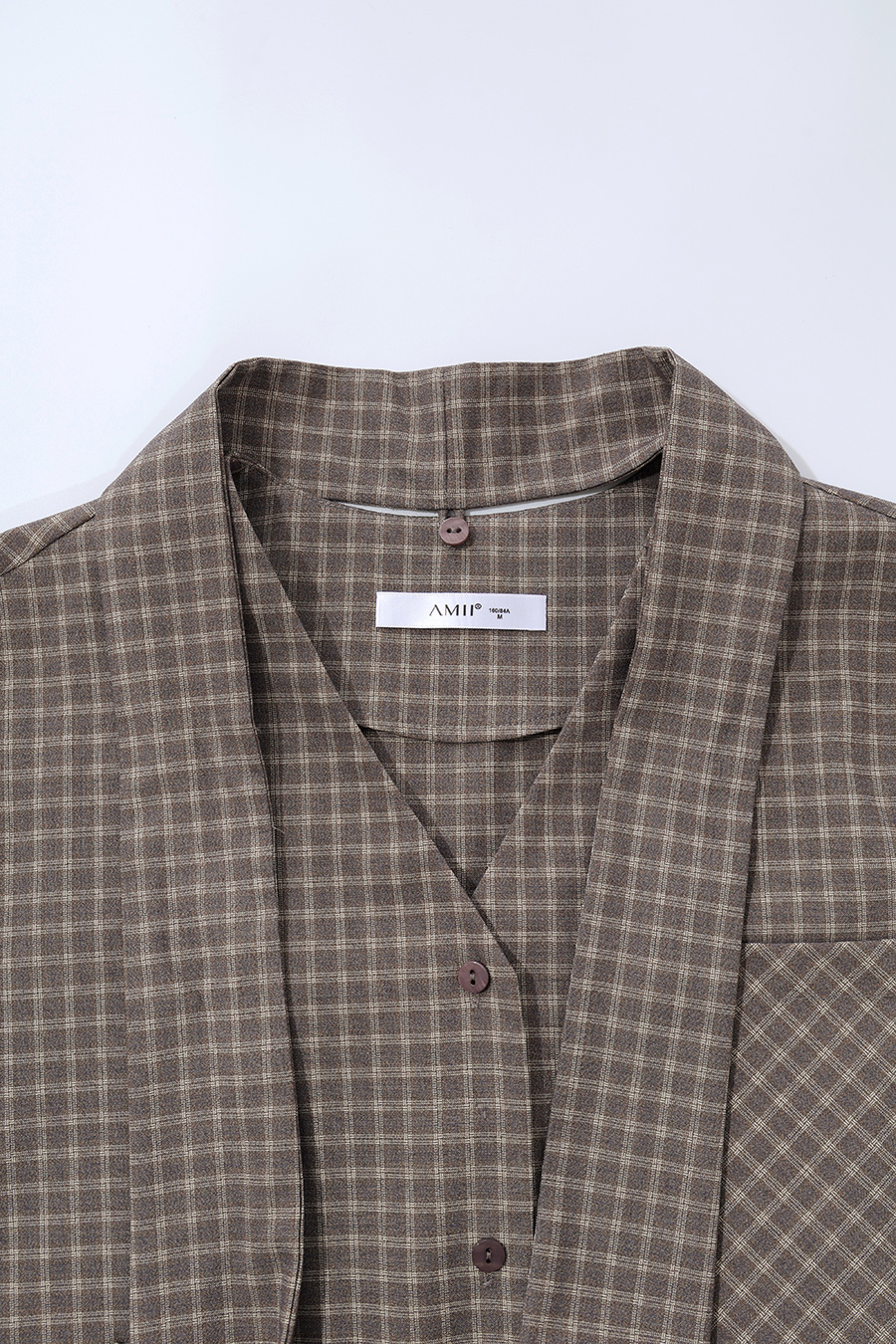 Plaid Shirt with Detachable Sash | AMII