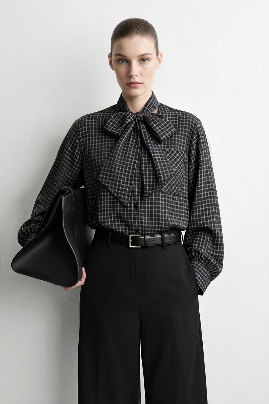 Plaid Shirt with Detachable Sash | AMII
