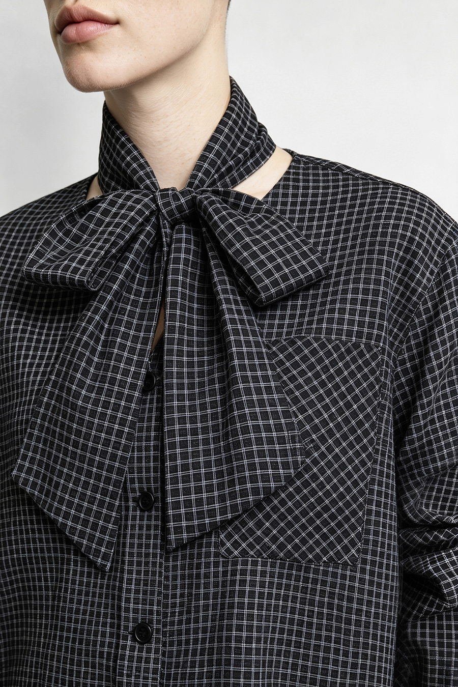 Plaid Shirt with Detachable Sash | AMII