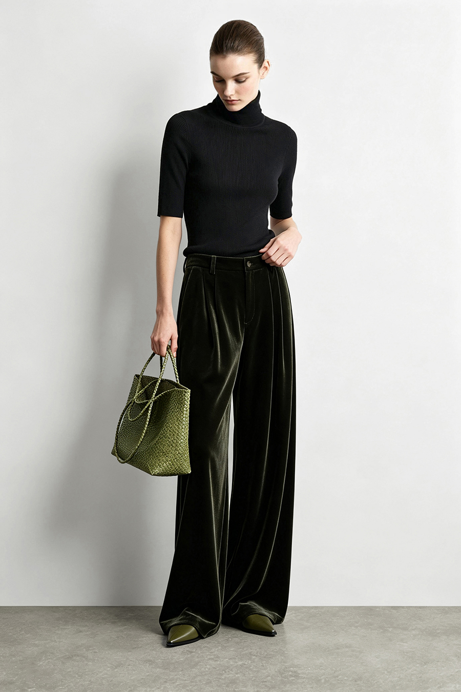 Mock Neck Elbow Sleeve Knit Top | AMII
