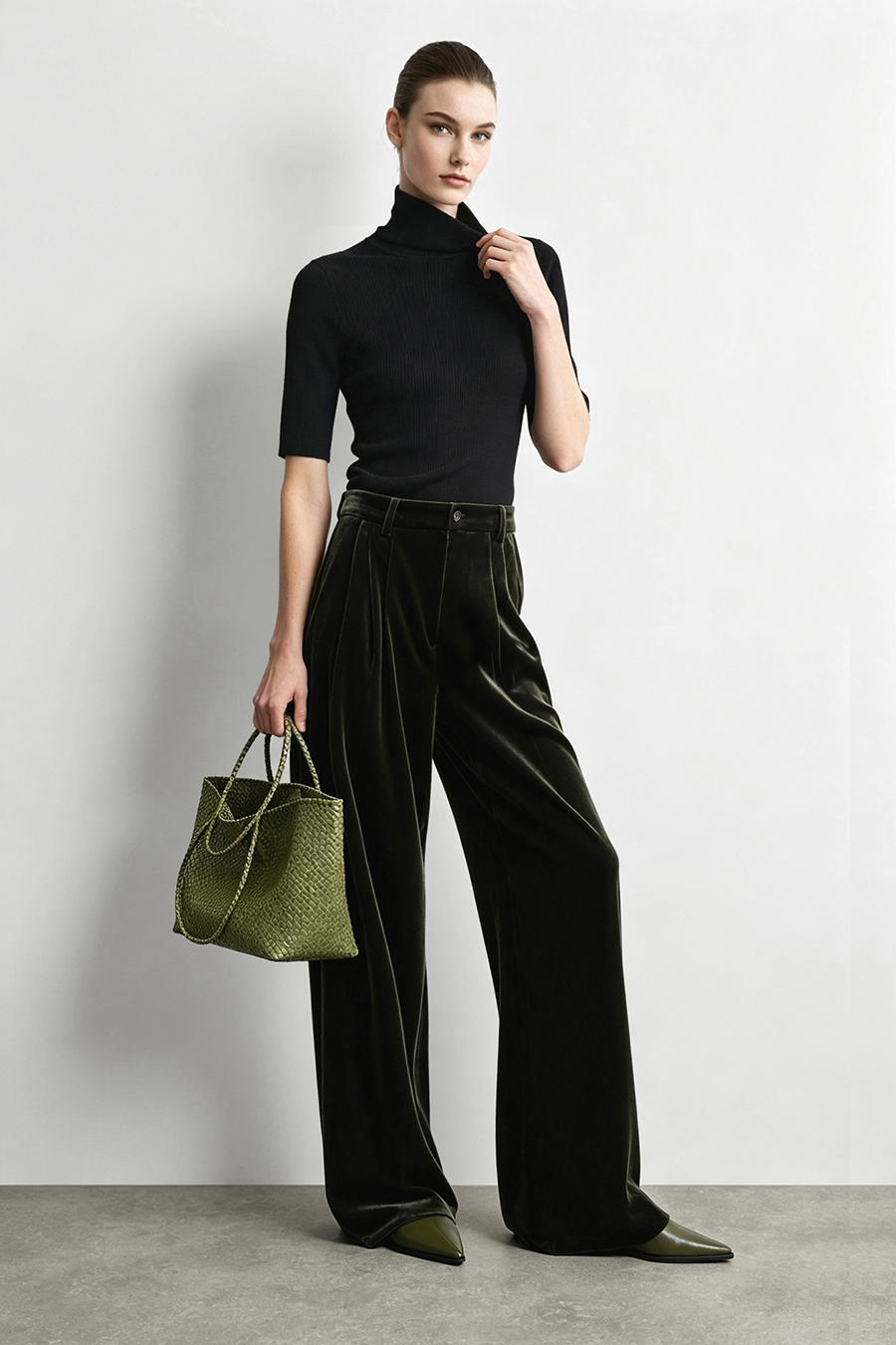 Mock Neck Elbow Sleeve Knit Top | AMII
