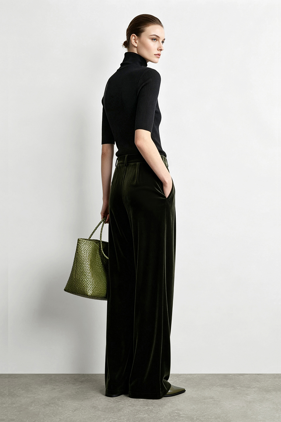 Mock Neck Elbow Sleeve Knit Top | AMII