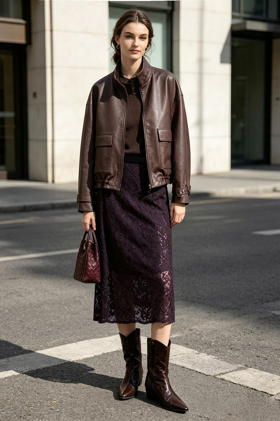 Velvet & Lace Panel Skirt | AMII