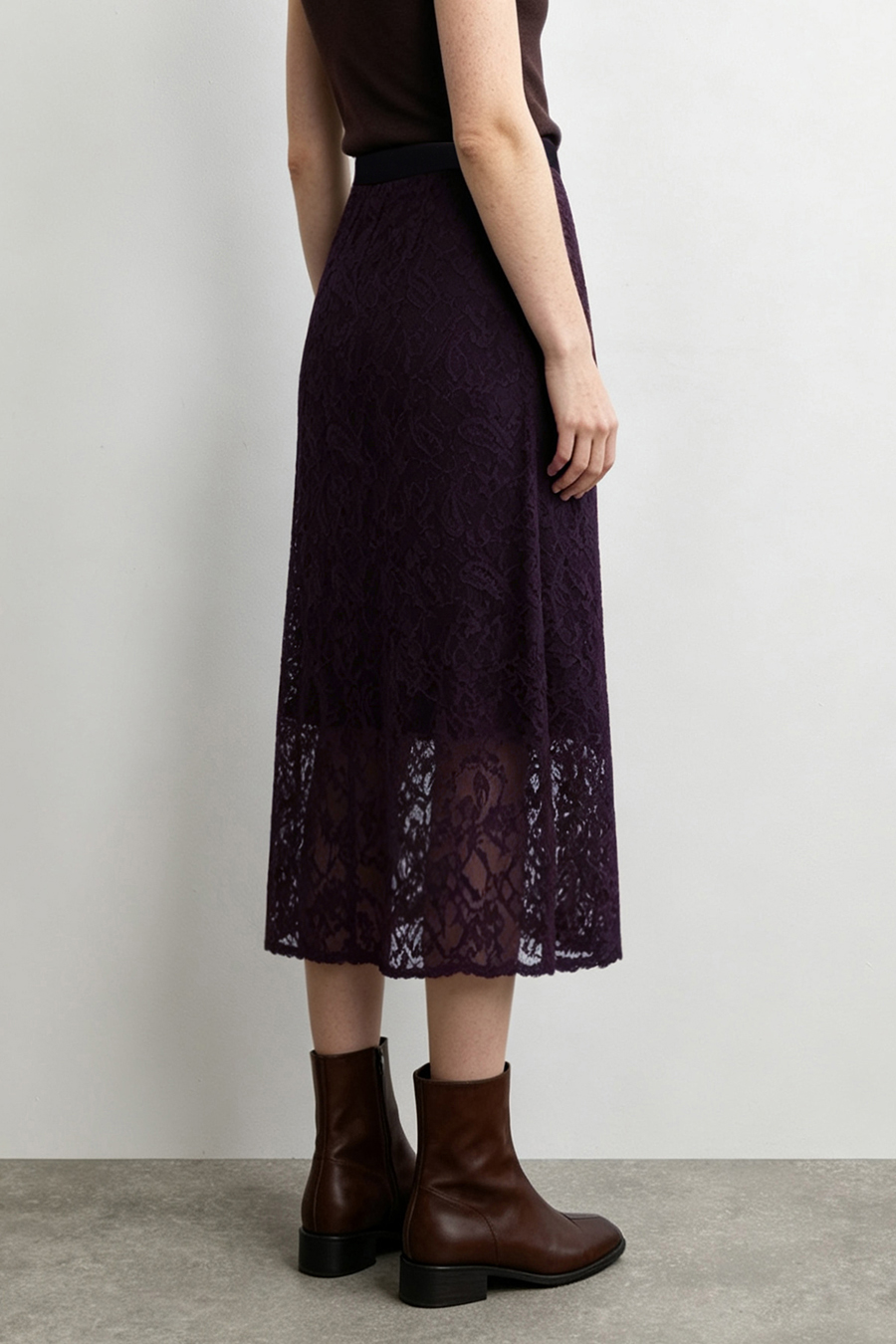 Velvet & Lace Panel Skirt | AMII