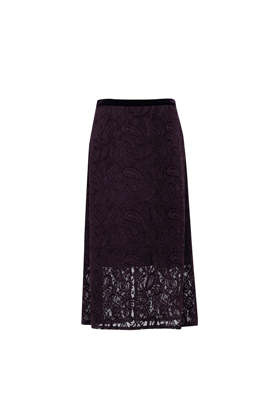 Velvet & Lace Panel Skirt | AMII