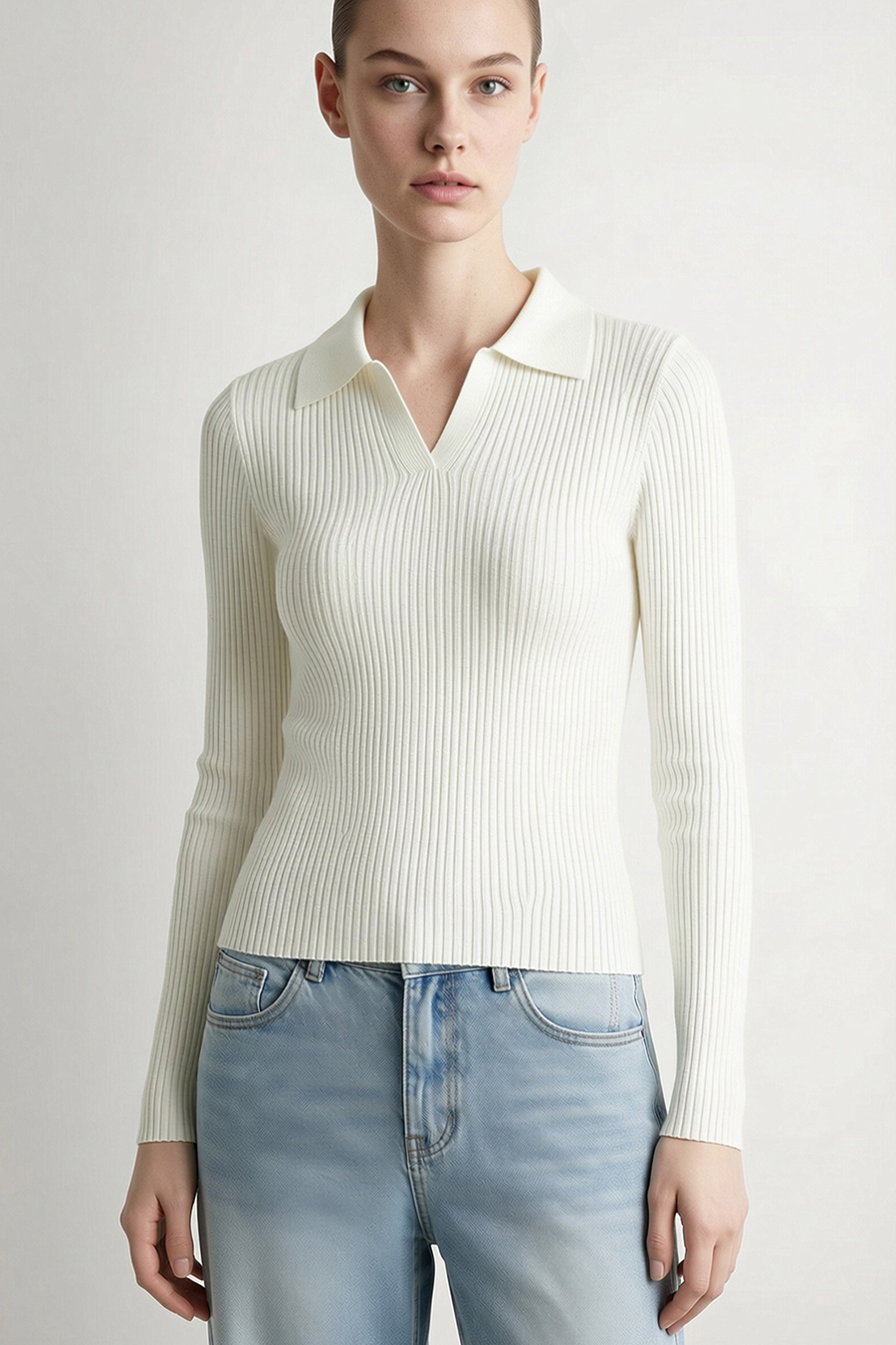 Lapel Lurex Knit Sweater | AMII