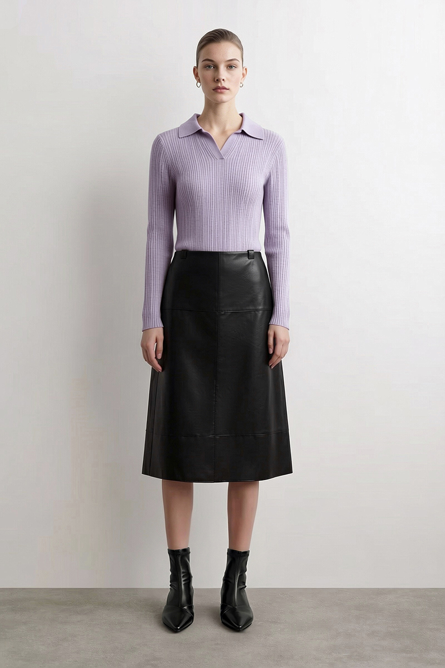 Lapel Lurex Knit Sweater | AMII