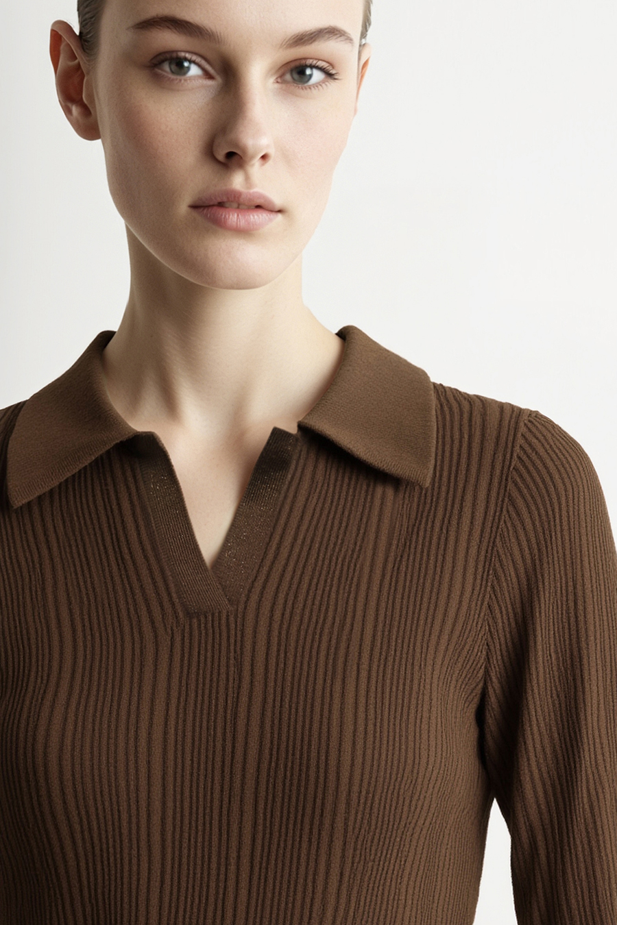 Lapel Lurex Knit Sweater | AMII