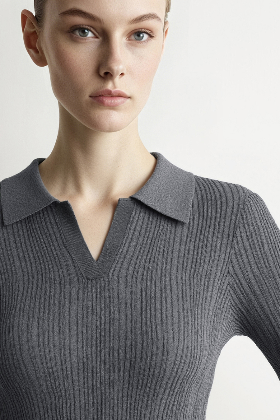 Lapel Lurex Knit Sweater | AMII