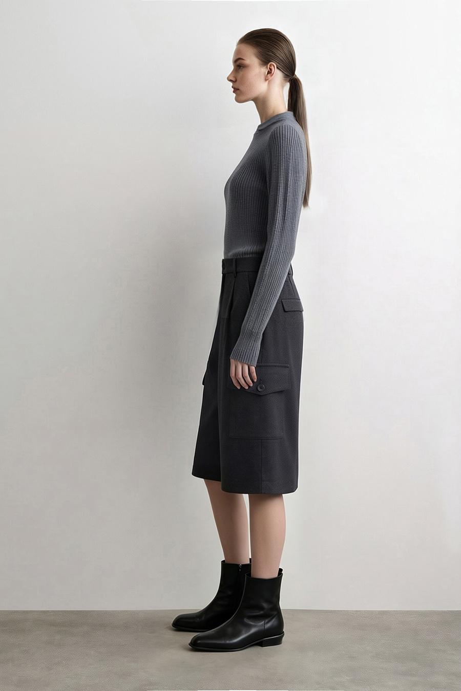 Lapel Lurex Knit Sweater | AMII