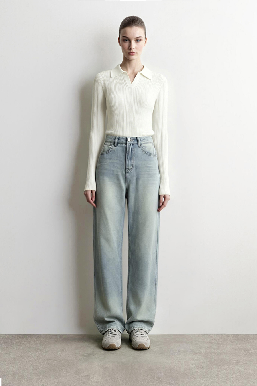 Lapel Lurex Knit Sweater | AMII