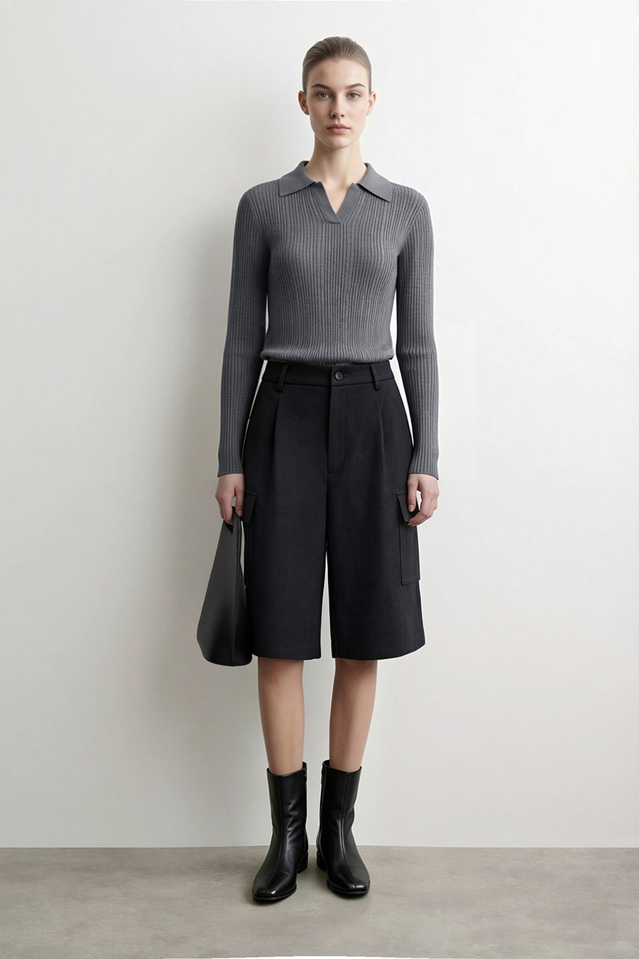 Lapel Lurex Knit Sweater | AMII