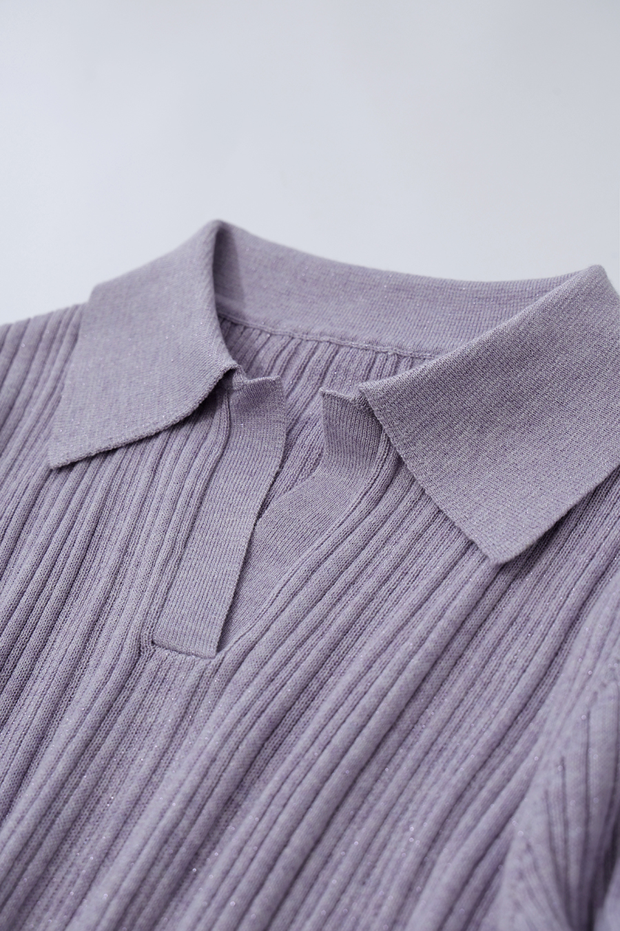 Lapel Lurex Knit Sweater | AMII
