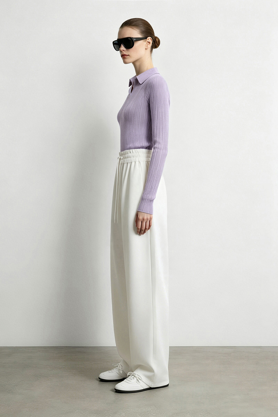 Lapel Lurex Knit Sweater | AMII