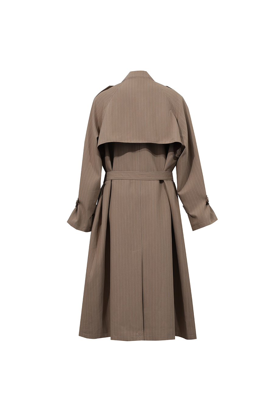 Striped Trench Coat with Belt|AMII