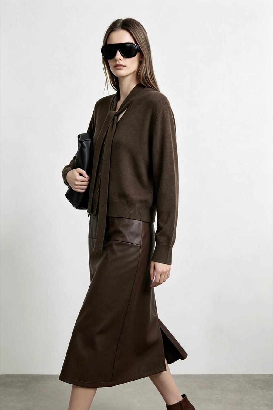 V-Neck Ribbon Knit Cardigan | AMII