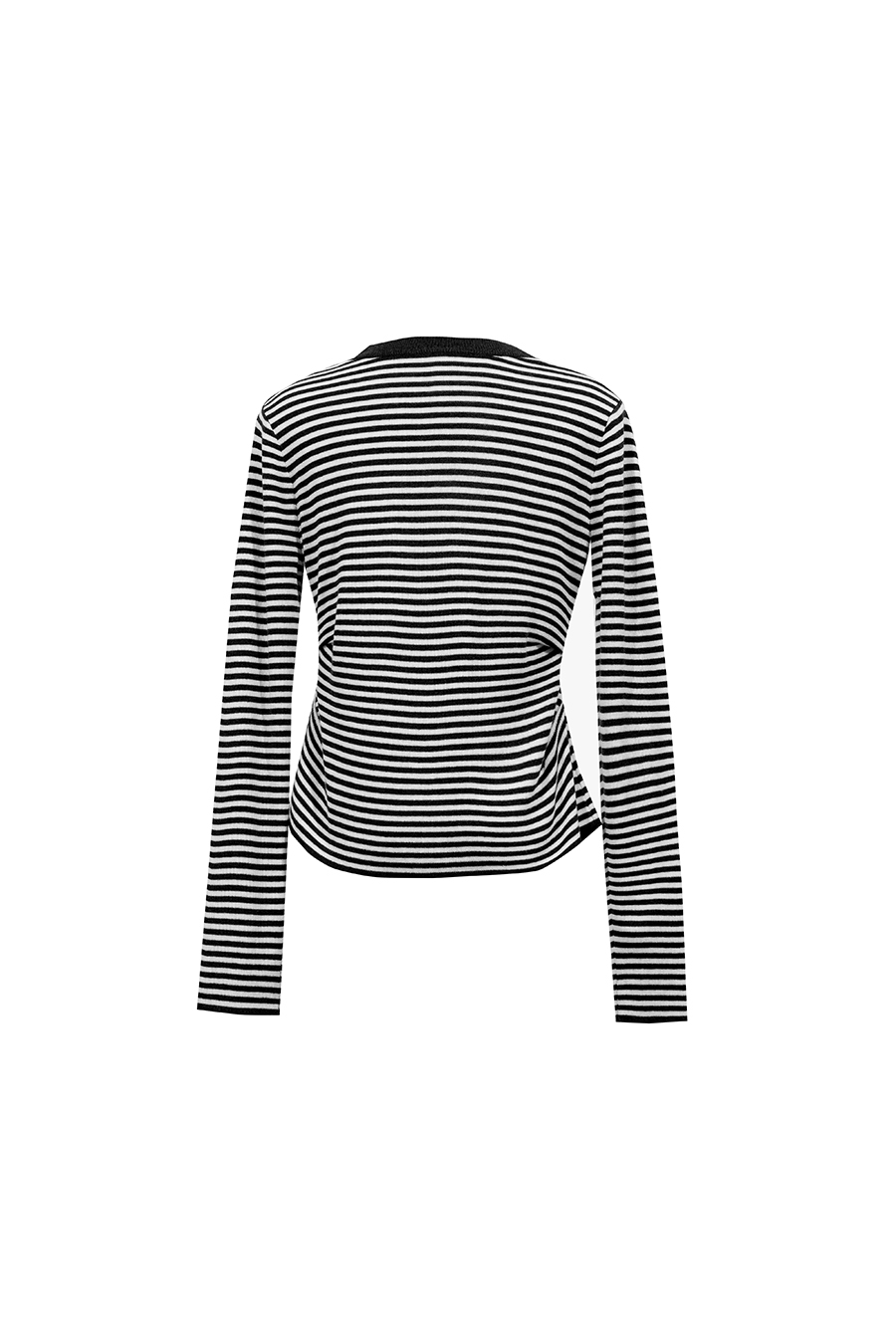 Crew Neck Slit Striped Sweater | AMII