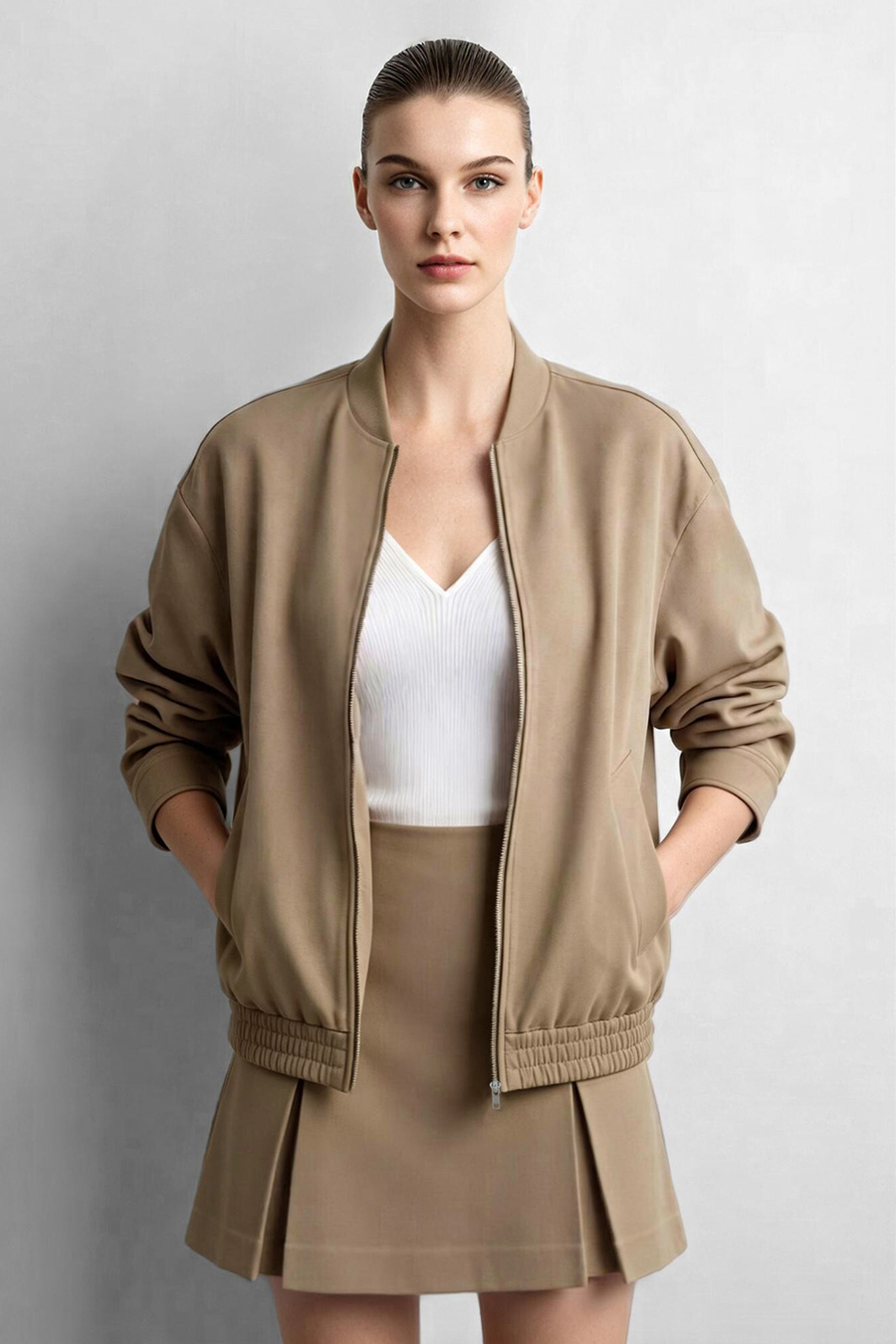 Baseball Collar Zip-Up Jacket|AMII
