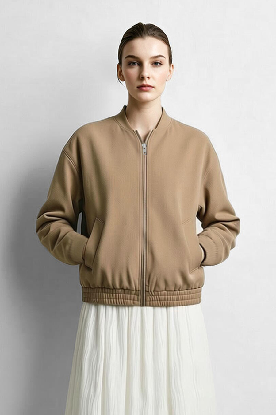 Baseball Collar Zip-Up Jacket|AMII