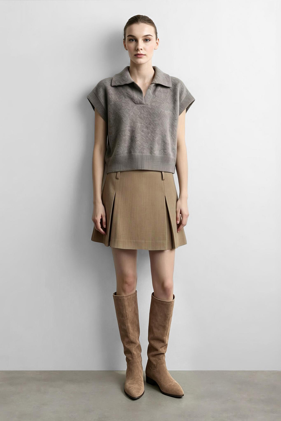 Box Pleat A-Line Skirt|AMII