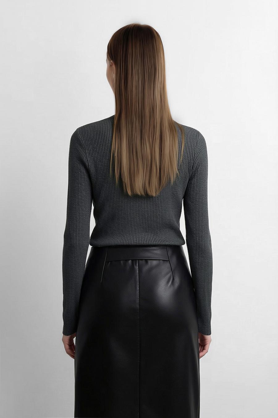 Crew Neck Half Placket Sweater | AMII
