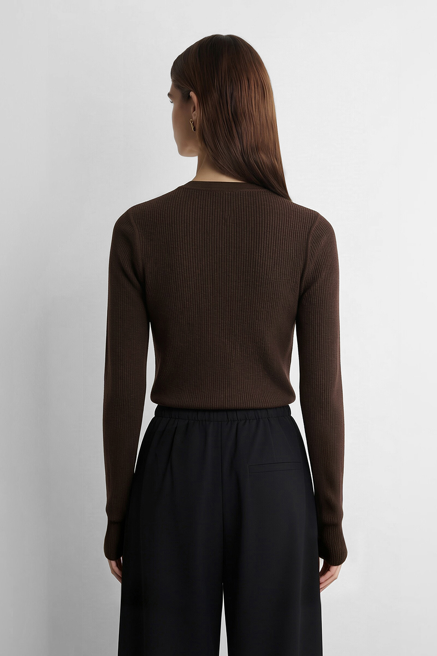 Crew Neck Half Placket Sweater | AMII