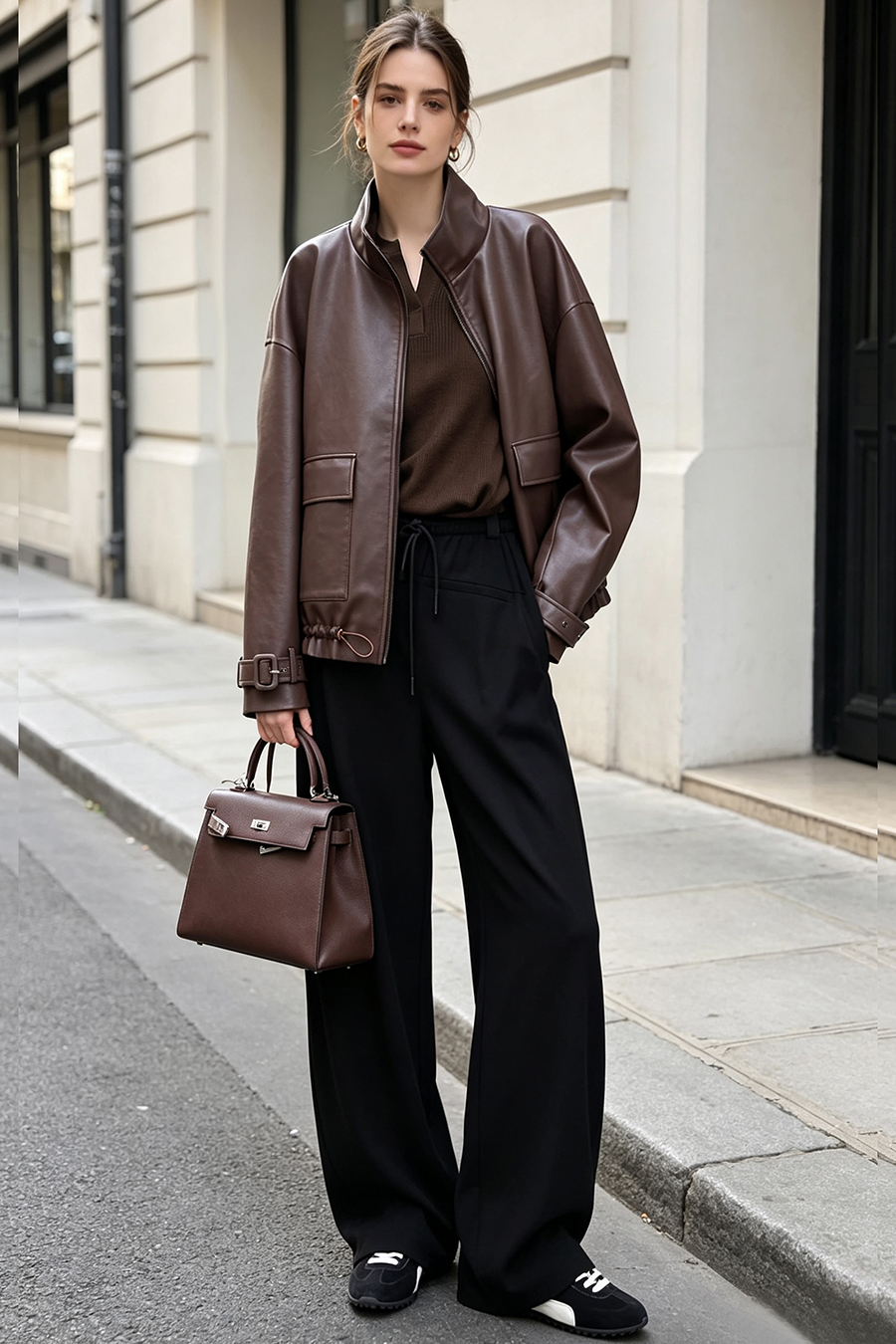 Crew Neck Half Placket Sweater | AMII