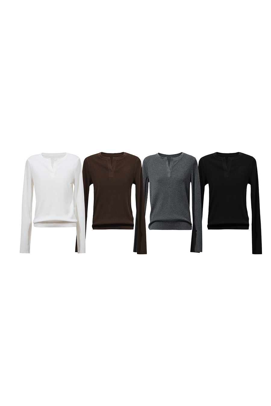 Crew Neck Half Placket Sweater | AMII