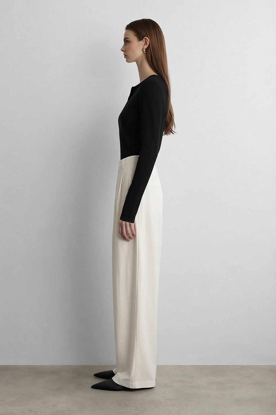 Crew Neck Half Placket Sweater | AMII