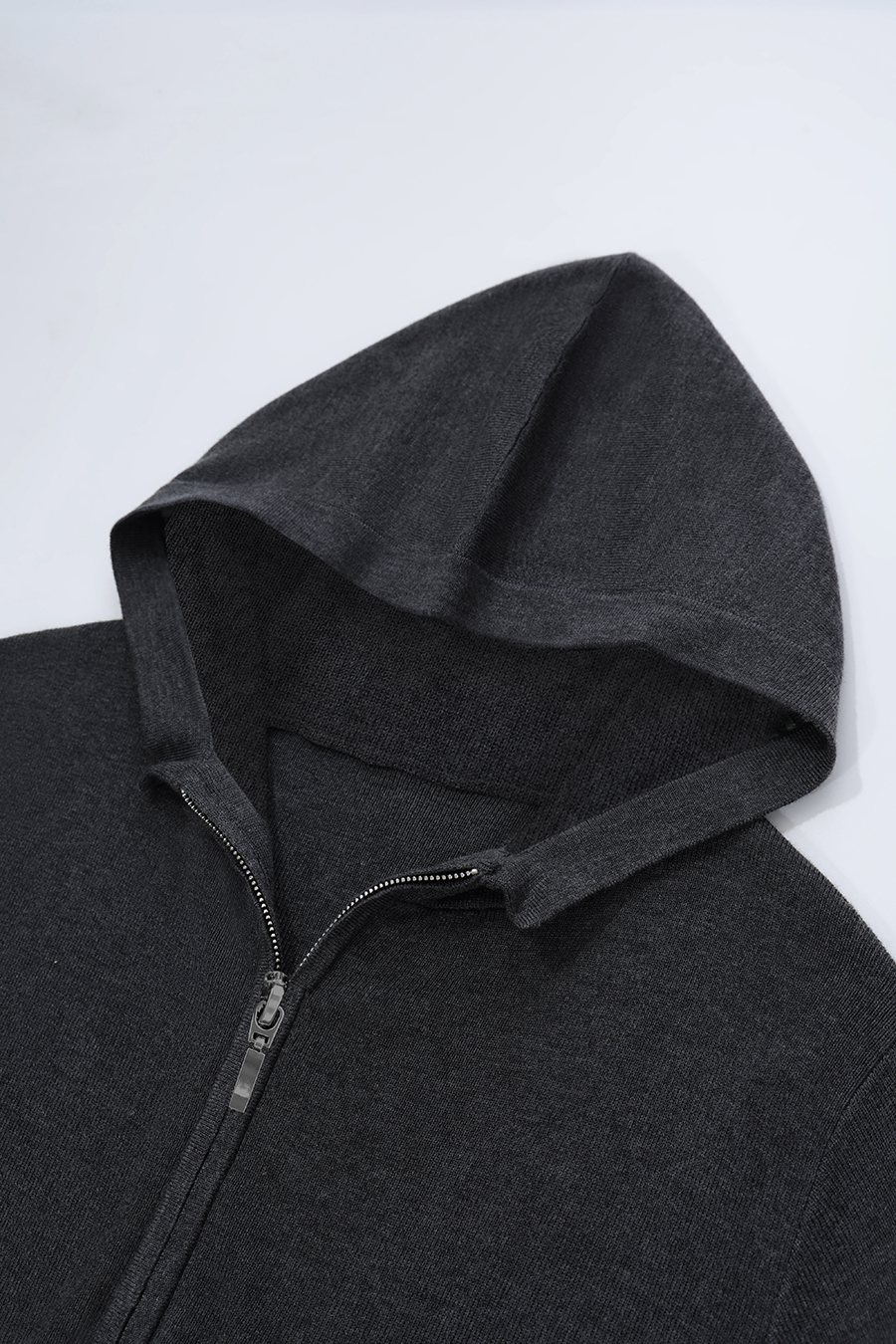 Hooded Zip-Up Knit Cardigan|AMII