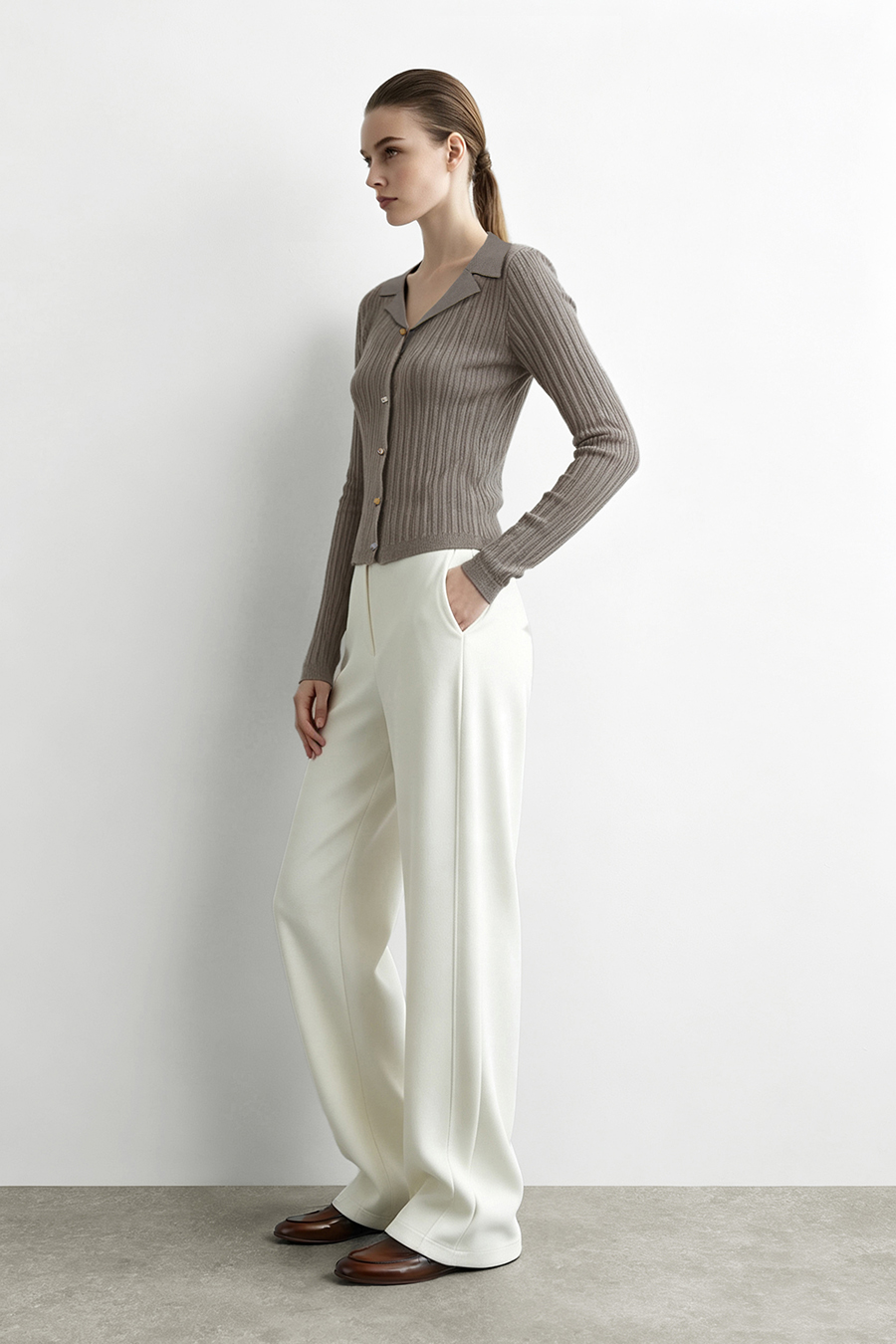 Lapel Collar Knit Cardigan | AMII