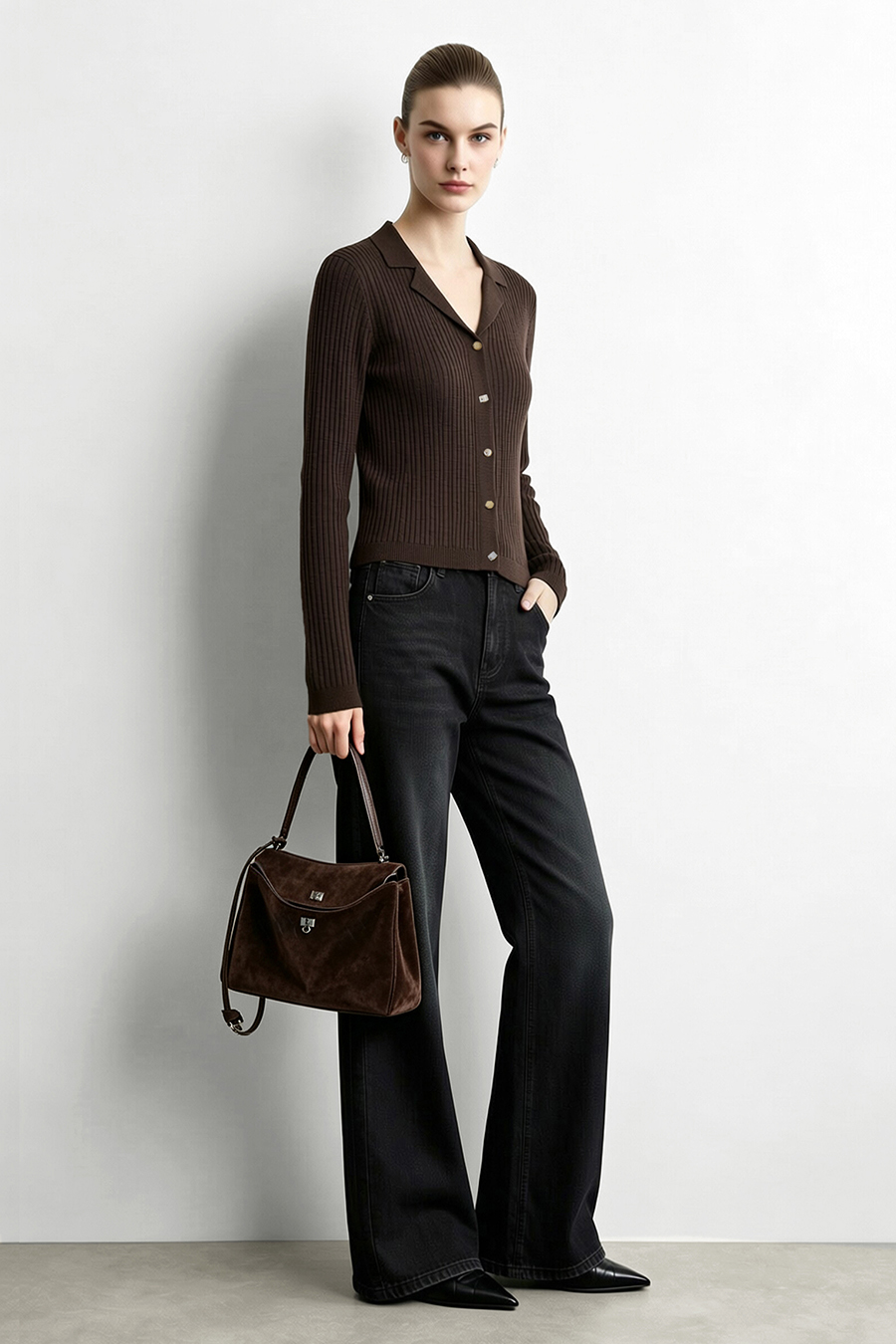 Lapel Collar Knit Cardigan | AMII