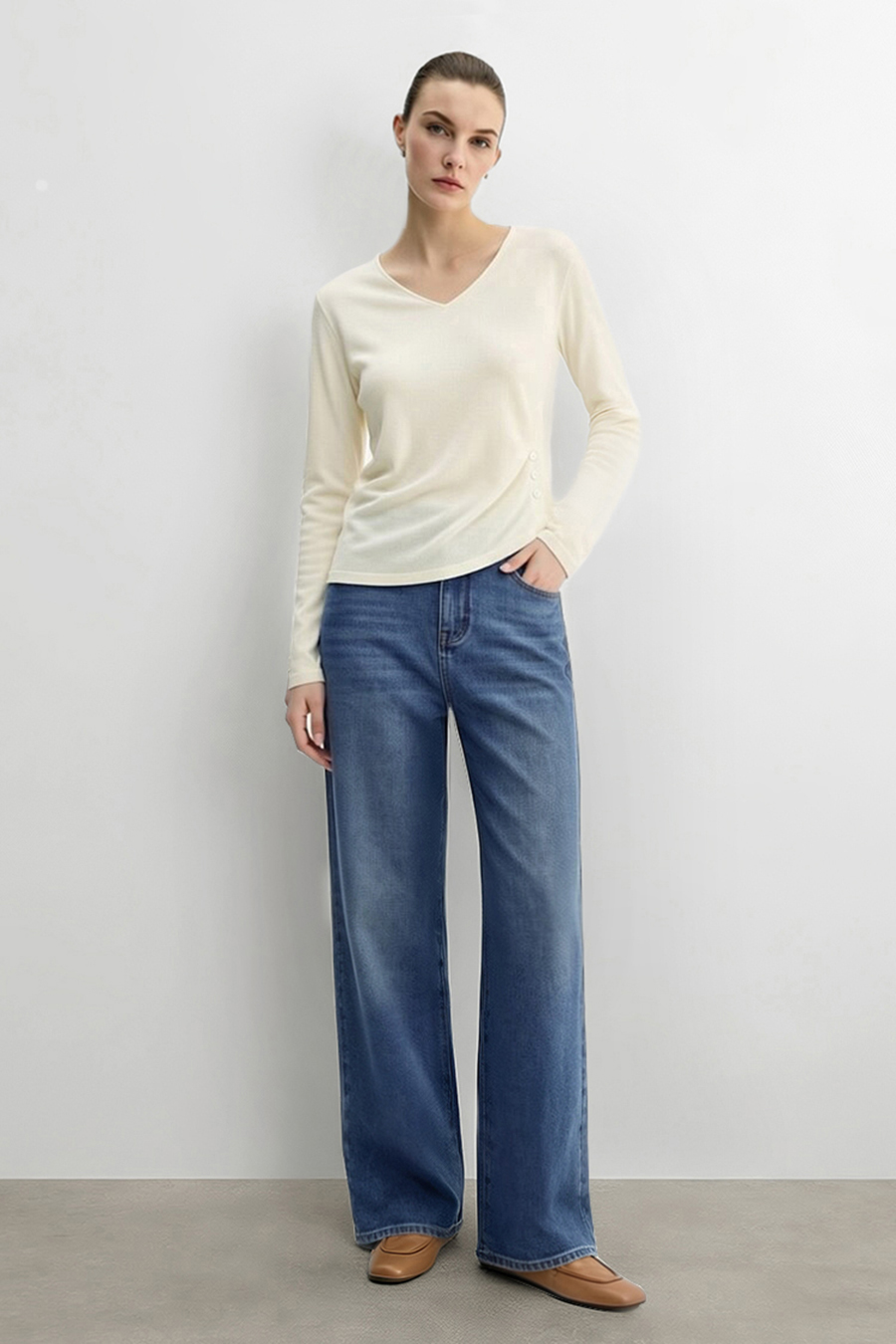 Cotton Straight Leg Jeans | AMII