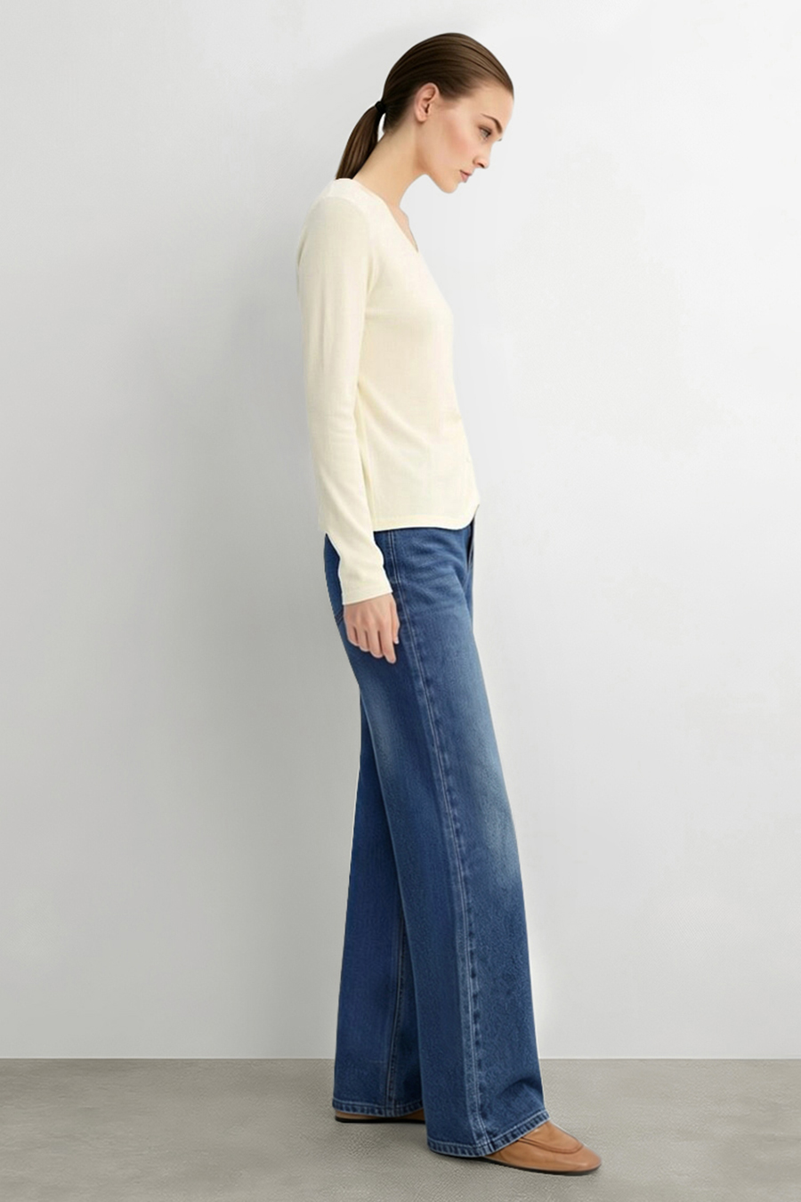 Cotton Straight Leg Jeans | AMII