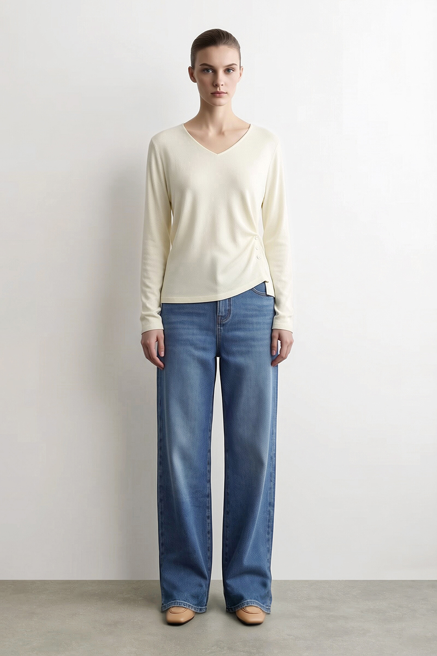 Cotton Straight Leg Jeans | AMII