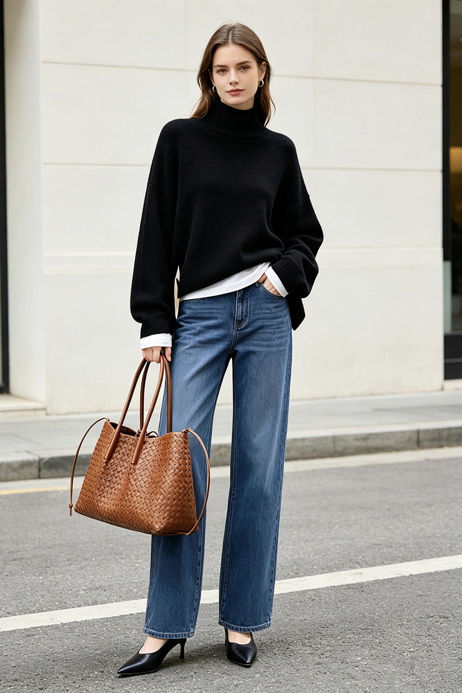 Cotton Straight Leg Jeans | AMII