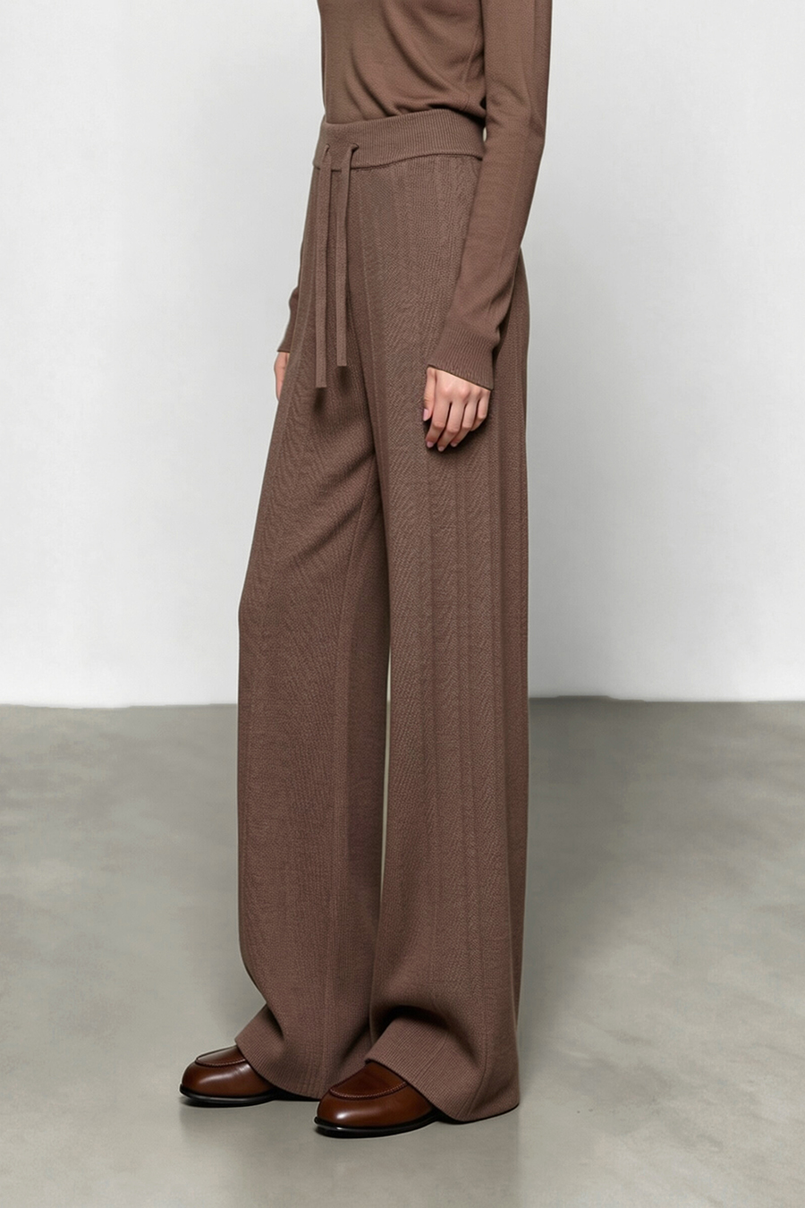 Drawstring Knit Casual Pants|AMII