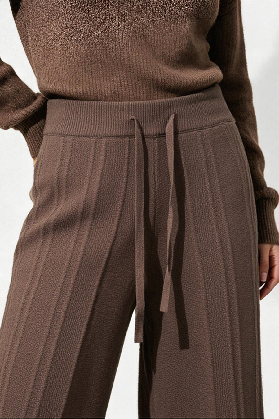 Drawstring Knit Casual Pants|AMII