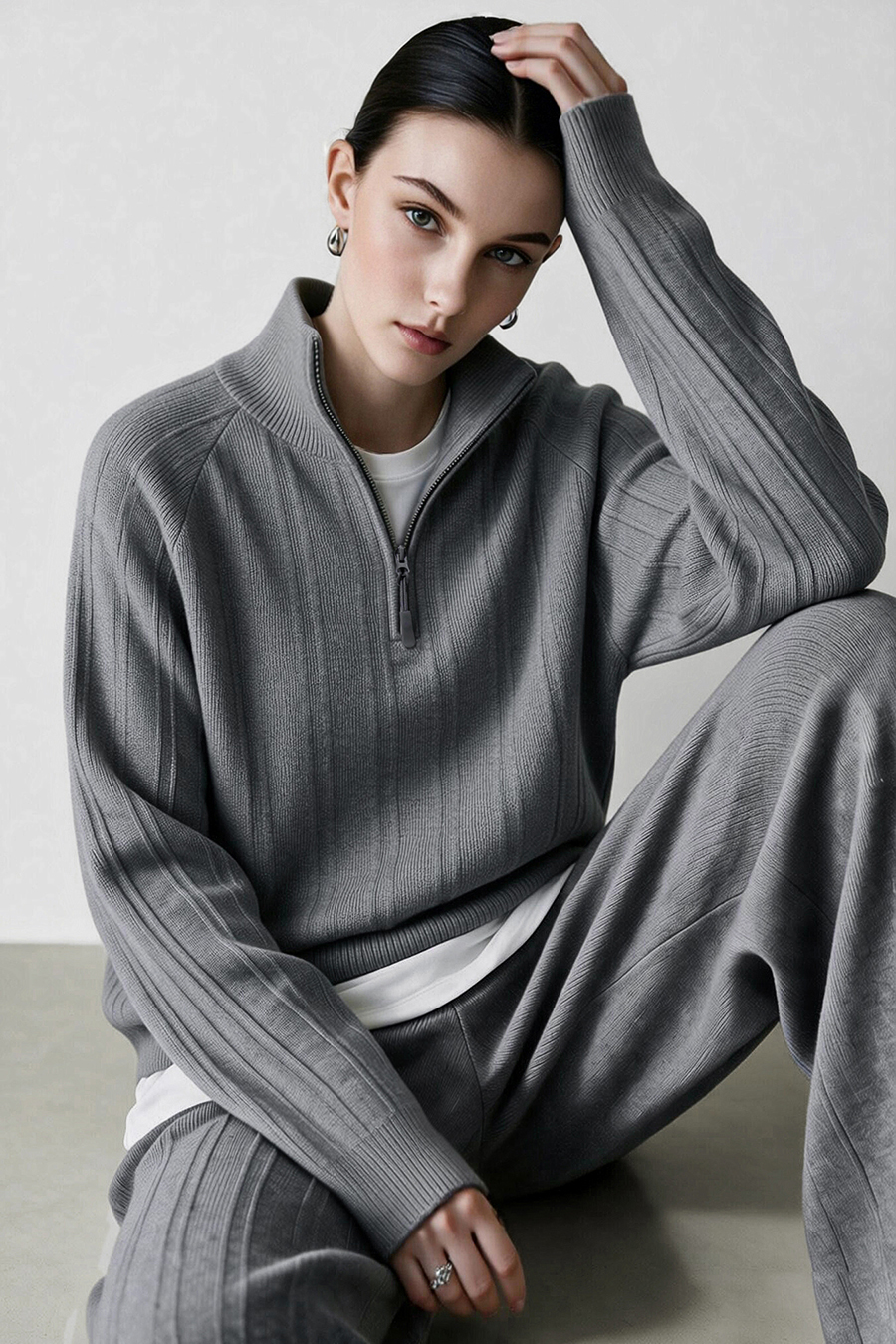 Drawstring Knit Casual Pants|AMII