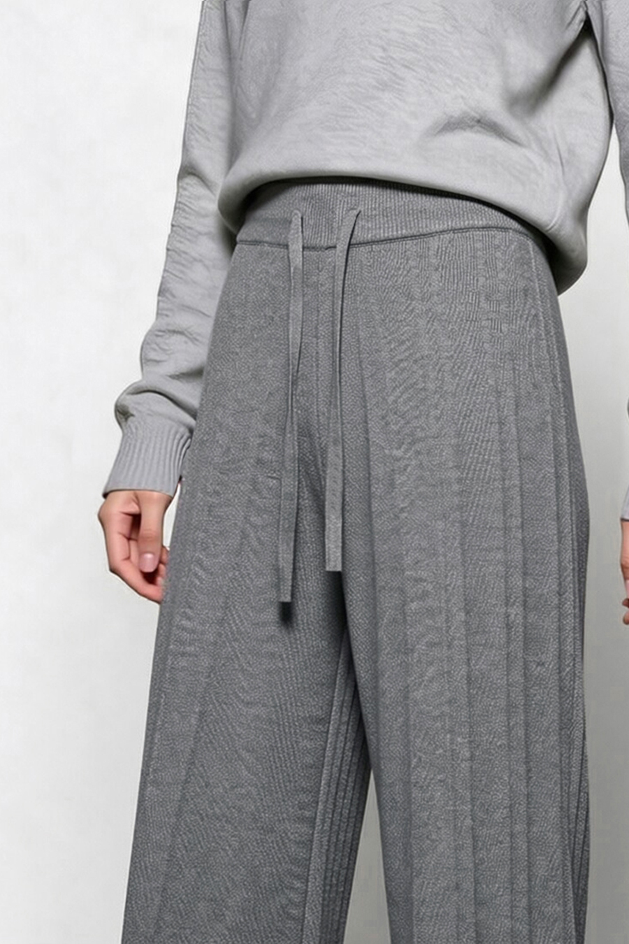 Drawstring Knit Casual Pants|AMII