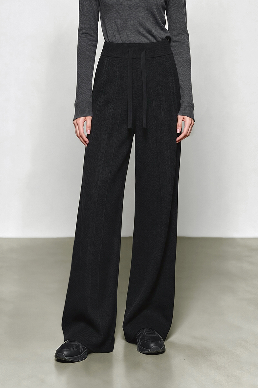 Drawstring Knit Casual Pants|AMII