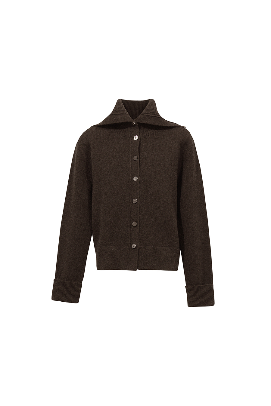 Navy Knit Cardigan with Lapel Collar|AMII