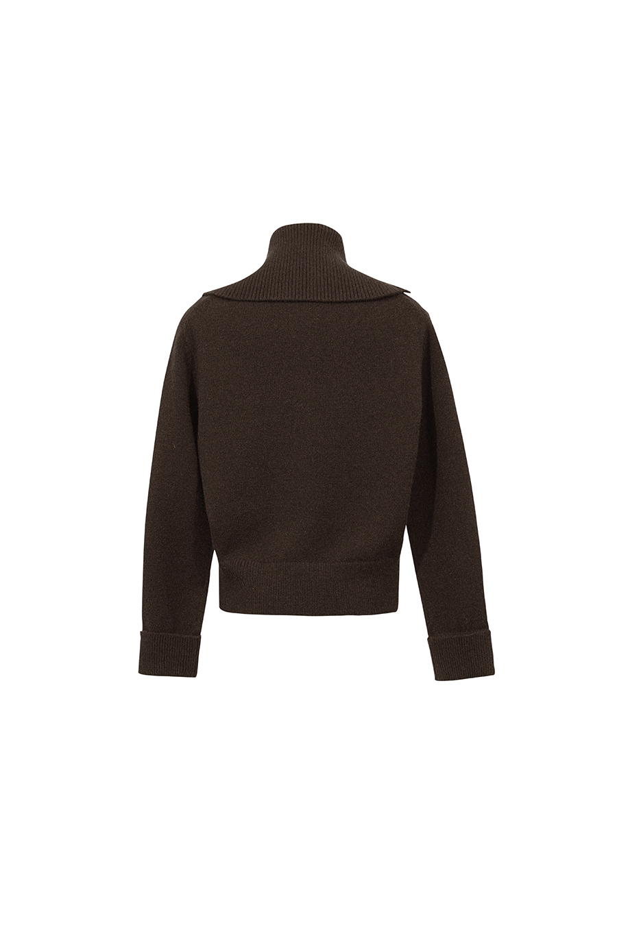 Navy Knit Cardigan with Lapel Collar|AMII
