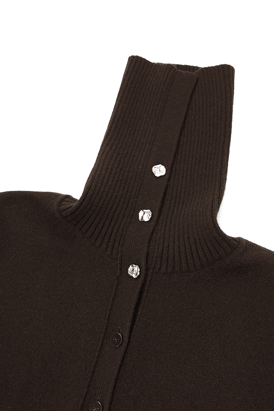 Navy Knit Cardigan with Lapel Collar|AMII